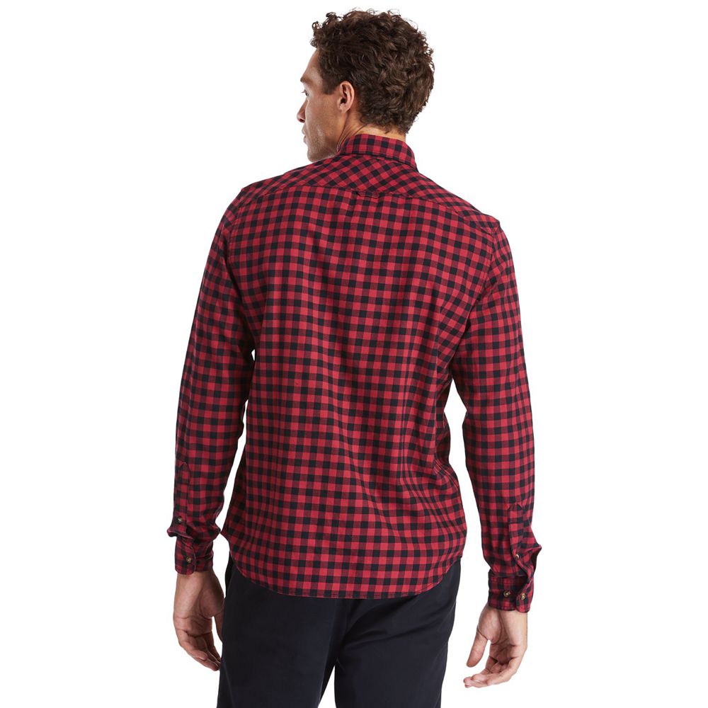 Timberland Πουκαμισα Ανδρικα Κοκκινα/Μαυρα - Back River Brushed-Cotton Oxford Check - Greece 3724819